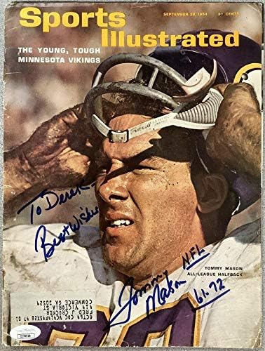 Tommy Mason İmzalı Sports Illustrated 9/28/64 Minnesota Vikings İmzalı JSA-İmzalı NFL Dergileri