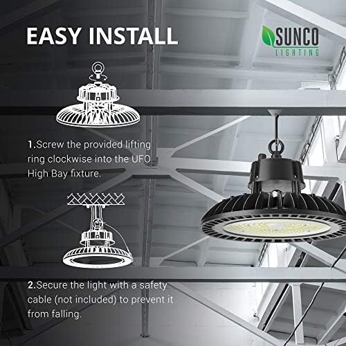 Sunco Aydınlatma 2 Paket UFO LED Yüksek Bay, 240W, 1000W HID Değiştirme, 33,500 LM, 6000K Günışığı Deluxe, Kısılabilir 1-10V,