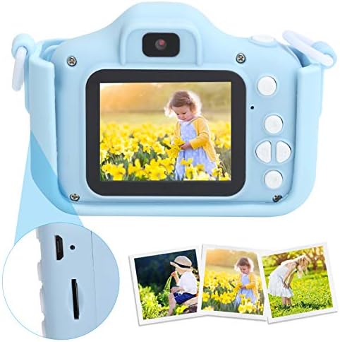 ciciglow Çocuk Kamera, Pembe / Mavi Dijital 1080 P Video Kamera, Bulmaca Oyuncaklar Fotoğraf İlgi Yetiştirmek için (Mavi)