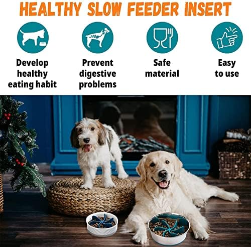 AOOF Spiral Yavaş Besleyici Ekleme,Düz ve Yükseltilmiş Köpek Kaseleri için, Köpek Yalama Matına Alternatif, Yemeyi Yavaşlatmak