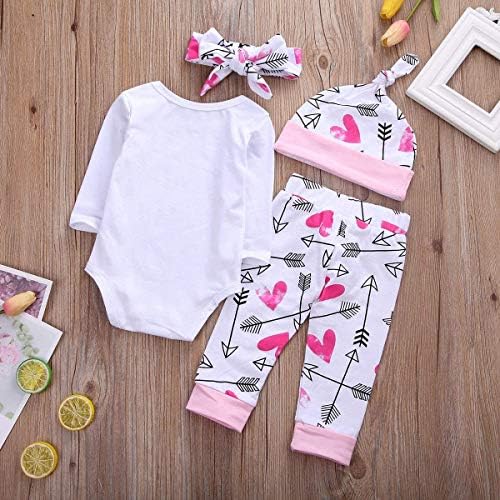4 Adet Bebek Kız Kıyafetler Bebek Kardeş Bodysuit Tops Çiçek Tayt Pantolon Seti Ilmek Bantlar Yenidoğan Giysileri