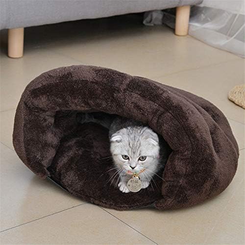 Teerwere Kedi Evleri Yarı-Kapalı Peluş Pet Yuva Kedi Kumu Kulübesi Sonbahar ve Kış Sıcak Kedi Uyku Tulumu Kedi Evi Ayrılabilir