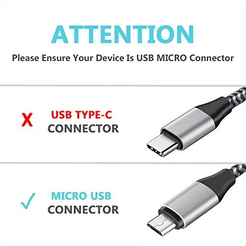 Mikro USB Kablosu, 10Ft 2 Paket Hızlı Şarj Kablosu Uyumlu Galaxy S6 S7/Kenar Aktif, A10 / J7 / J3 / Başbakan / Pro / Gökyüzü