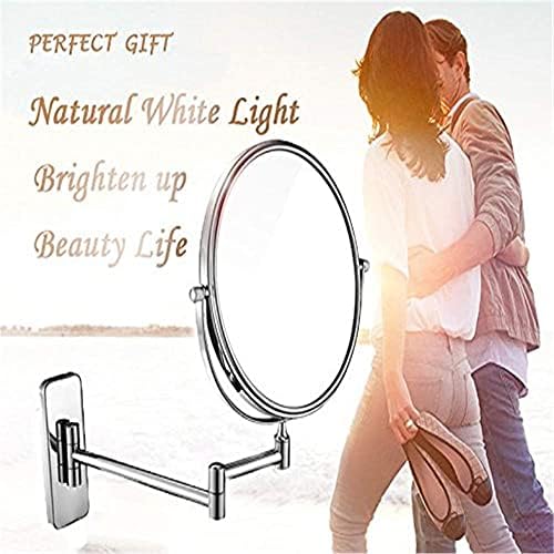 Nhlzj Temiz ve Parlak Makyaj Aynası, Banyo Aynası LED Işıklı Uzatılabilir Katlanır Yuvarlak Şekil Kozmetik Makyaj Aynası (Renk: