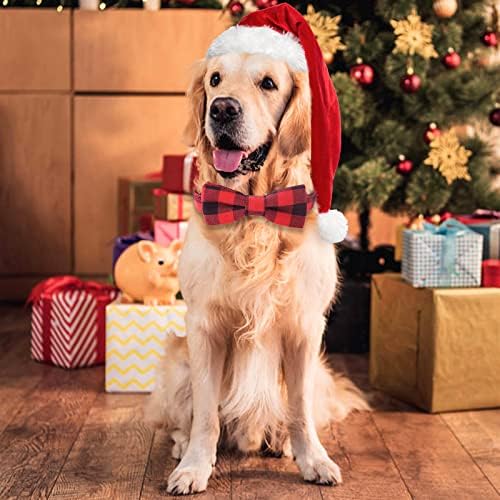 Malier 2 Paket köpek tasması ile papyon, noel Klasik Ekose Desen köpek tasması ile ışık Ayarlanabilir Toka Küçük Orta Büyük Köpekler