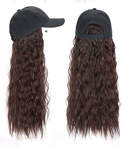 Souizic uzun kahverengi dalga beyzbol şapkası sentetik peruk entranced stilleri şapkalar saç ekli sentetik peruk kadınlar için
