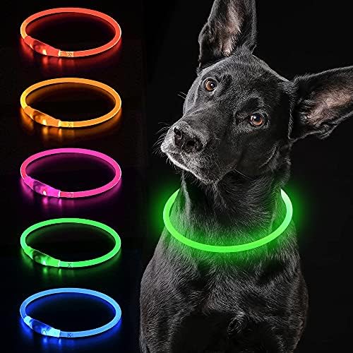 ıTayga LED köpek tasması USB Şarj Edilebilir Light Up köpek tasması Ayarlanabilir TPU evcil hayvan tasmaları Büyük Orta ve Küçük