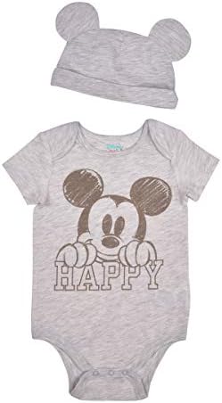 Disney 4 Paket Mickey Mouse Jogger ve Creepers Kapaklı Set, Bebek için Bodysuit Paketi