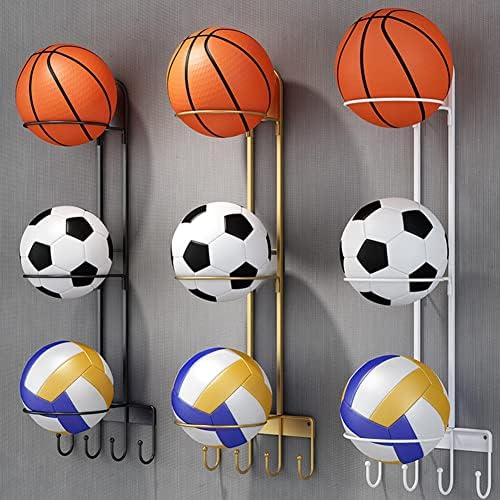 GYMEIJYG Basketbol Depolama Raf, 3 Katmanlı Duvara Monte Raf Yumruk-Ücretsiz Ekran Raf Duvar Dekorasyon Raf Yerden Tasarruf (Renk