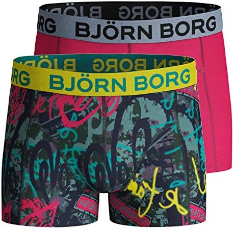 Bjorn Borg 2'li Paket Tour Eiffel ve Sokak Sanatı Erkek Boksör Sandıkları, Kırmızı / Mavi