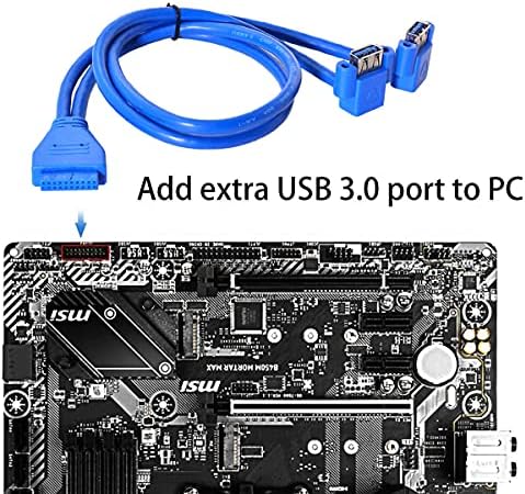 Cablecc Up Açılı USB 3.0 A Tipi Çift Kadın Anakart 20pin 19 Pin Kutusu Başlık Yuvası Paneli Dağı Kablo 50 cm