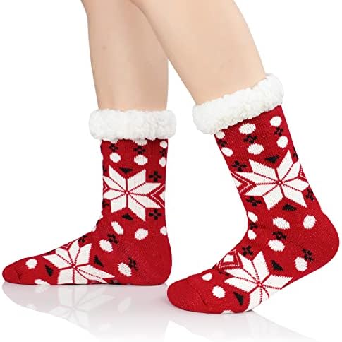Kış Çorap Kadınlar için Noel Bulanık Çorap Atletik Çorap Sıcak Yetişkin için Rahat Rahat Çorap Sapları ile kaymaz Çorap