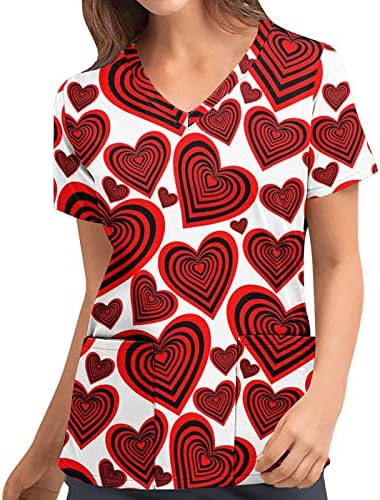 Blusa de día de San Valentín de uniforme de oficina Superior con Cuello en V de Manga Corta de Verano para Mujer 15