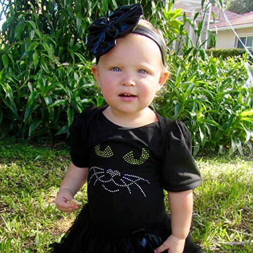 Tutu ve Eşleşen Kafa Bandı ile benzersiz Bebek Kız Cadılar Bayramı Siyah Kedi Bodysuit