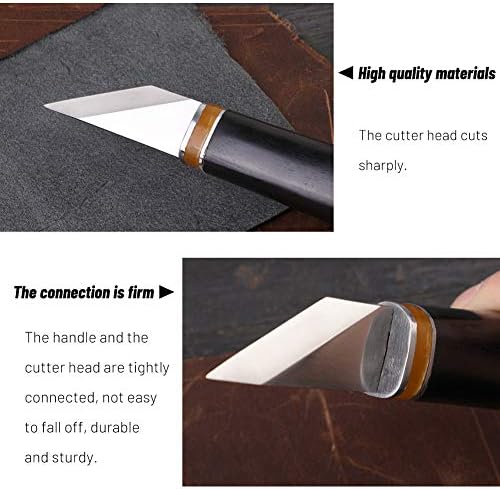 DİUDUS Deri Kesme Bıçağı ile Ahşap Saplı - Sivri Skiving Bıçak, deri Çalışma Araçları Deri Zanaat Kesme Bıçağı ile Nefis Paketi