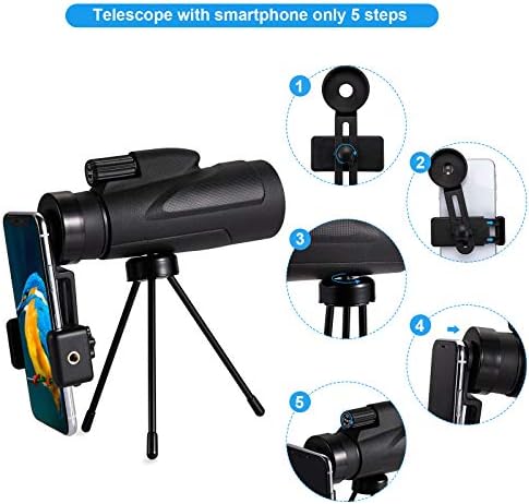 PHZ 12X50 Monoküler Teleskop Smartphone Yüksek Çözünürlüklü Monoküler ile Hızlı Smartphone Tutucu Tripod, su geçirmez için Yaban