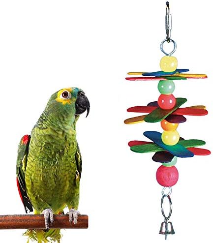ÖTÜCÜ Papağan Çiğnemek Oyuncaklar-Ahşap Pet Kuş Papağan Parakeet Çiçek Boncuk Çan Dize Asılı Kafes Dekor Oyuncak için Orta ve
