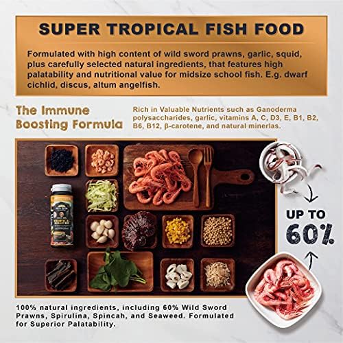 [Seçici Tropikal Balık Yemi] Ultra Taze-Tropikal Mükemmel Bitler, Vahşi Kılıç Karidesi, Doğal Renk Geliştirme, Disk, Melek Balığı,