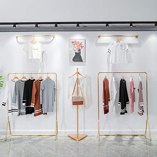 Giyim Mağazası Demir Giysi Asılı Ekran, Çok Fonksiyonlu Giysi Rayı, Yük Taşıyan Dayanıklı, Moda / Altın / 150×150×40cm