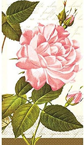 amscan Vintage Rose 2 Katlı Misafir Havluları, 16 Ct. / Parti Sofra Takımı Pembe / Krem, 8 x 4.5