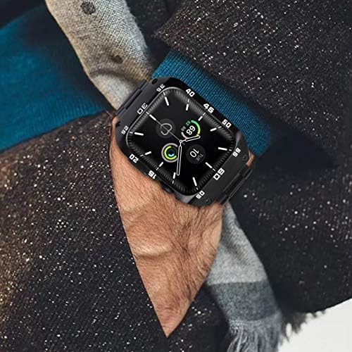 Metal Tampon Kılıflı Apple Watch Band 44mm ile Uyumlu HATALKİN, Apple Watch SE / iWatch Serisi 6 5 4 için Sağlam Erkek Bantları,