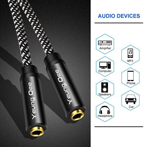 Yeung Qee 3.5 mm Dişi Adaptör Kablosu TRRS Ses AUX Kablosu Konnektörleri için Kulaklık, Araba Stereo, veya Ev HiFi Stereo Ses
