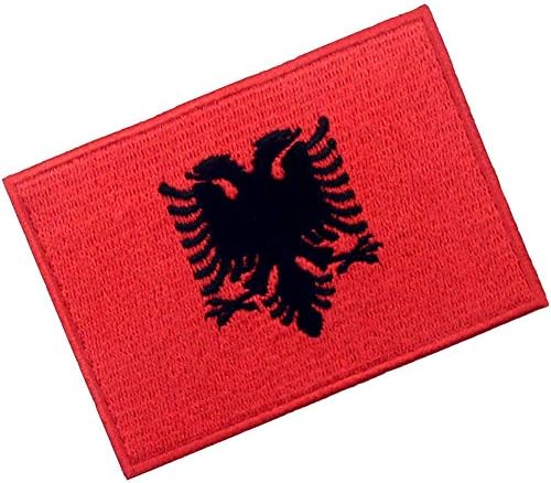 EmbTao Arnavutluk Bayrağı Yama Işlemeli Ulusal Moral Aplike Demir On Arnavut Amblemi Dikmek