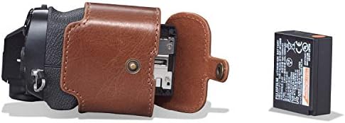 MegaGear MG1962 Hiç Hazır Hakiki Deri Kamera Yarım Vaka Fujifilm X-S10 - Brown ile Uyumlu
