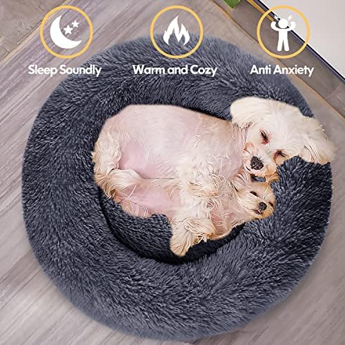 Yatıştırıcı köpek yatağı, Anti-Anksiyete peluş köpek yatakları için Küçük Orta Büyük Köpekler ve Kedi, ısınma kabarık Faux kürk