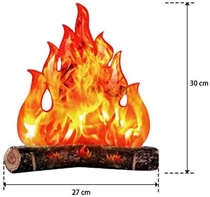 3D Dekoratif Karton Kamp Ateşi Centerpiece Yapay Yangın Sahte Alev Kağıt Parti Dekoratif Alev Meşale (Altın Turuncu)