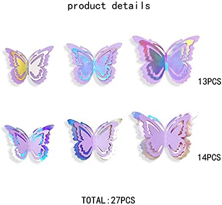 pinkblume Yanardöner Mor Kelebek Süslemeleri Çıkartmalar Lavanta 3D Butterfies Duvar Sanatı Çıkarılabilir Duvar Çıkartmaları