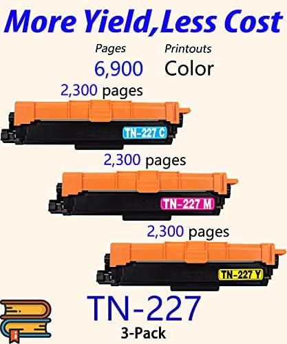 3-Pack (C, M, Y) ColorPrint Uyumlu TN227 Toner Kartuşu Değiştirme için Brother TN-227 TN223 ile Çalışmak MFC-L3750CDW HL-L3210CW