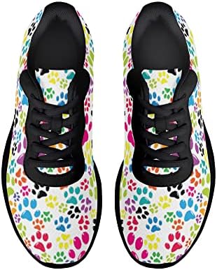 VITIPPCU Renkli Köpek Paw Baskı koşu ayakkabıları, Sevimli Karikatür Hayvanlar Bayan Erkek Hava Mesh Sneakers Tenis Ayakkabıları