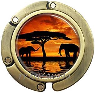 Günbatımında Filler Sanat Çanta Kancası, Fil Çanta Kancası, Fil Takı,Fil Çanta Kancası,Serengeti Çanta Kancası,Filler, Çanta