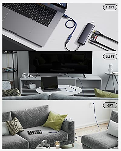 Faracent USB Tip C Uzatma Kablosu, (6Ft/1.8 m) USB 3.1 (5 gbps) Erkek Kadın Genişletici Örgülü Veri Kablosu için MacBook Pro,