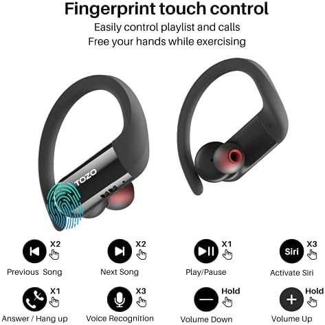 TOZO T5 Bluetooth Kulaklıklar Gerçek Kablosuz Kulaklık Spor Kulaklık Dokunmatik Kontrol Kulaklık ile Kablosuz Şarj Kılıf Bas