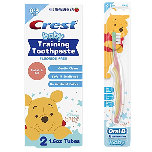 Crest & Oral-B Bebek Diş Fırçası ve Diş Macunu 0-3 Yaş Arası Bebek ve Yürümeye Başlayan Çocuklar için Eğitim Seti, Florür İçermez,