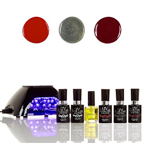 UV-NAİLS Salon Kalite UV Jel Lehçe Başlangıç Kiti ile Siyah LED Lamba Renkler: GL-8,G-82,G-7