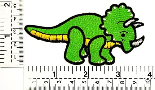 HHO Yama Seti 3 Parça. Yeşil Sevimli Dinozor Yamalar Dinozor Hayvanat Bahçesi Vahşi Hayvan Karikatür Çıkartmalar Logo Geri Ceket