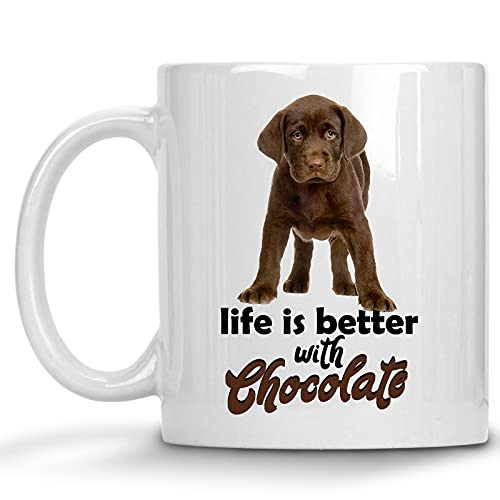 Çikolata Labrador Kupa Suluboya Köpek sevgilisi 11oz Kahve Fincanı ile hayat daha iyi