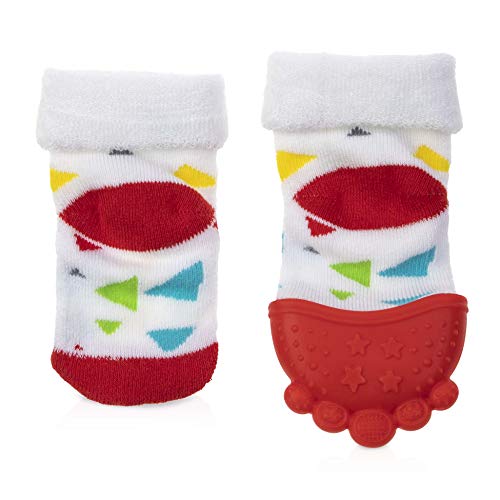 Nuby Yatıştırıcı Diş Kaşıyıcı Çorap, Kırmızı Üçgenler