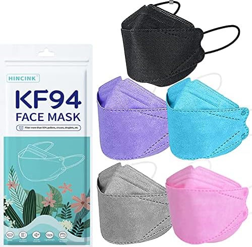 KF94 Maske Siyah 20 Paket, 4 Katmanlı Tek Kullanımlık Yüz Maskeleri, Ayrı Ayrı Sarılmış, 3D Stereo Yapı Nefes Alabilen Güvenlik,