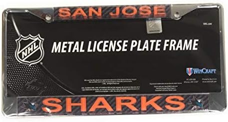 Stockdale San Jose Sharks Karbon Fiber Tasarım Lazer Çerçeve Krom Metal Plaka Kapak