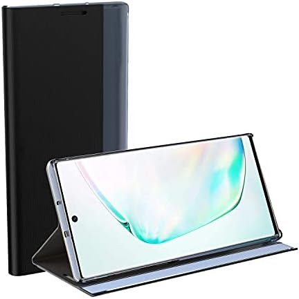 Samsung Galaxy A71 ile Uyumlu Flip Case, İnce Akıllı Saydam Kaplama Ayna Yüzeyi Tam Koruma Kapağı PU Deri Hibrid PC Darbeye Dayanıklı