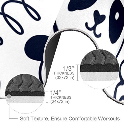 Doodles ile Kaymaz Yoga Mat Sevimli Panda Desen, Çevre Dostu TPE Egzersiz Mat Premium Baskı 8mm Kalın Yüksek Yoğunluklu Hafif