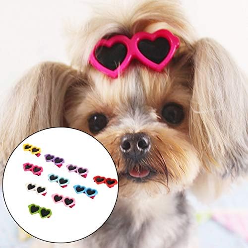 DuZhome Köpek gözlük-10 adet pet Saç Klipler Kalp Gözlük Bakım Malzemeleri Köpekler Kediler Saç Aksesuarları