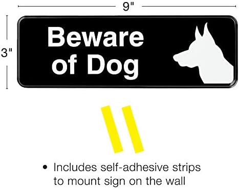 Excello Global Ürünleri Köpek İşaretine Dikkat Edin: 9x3 Sembollü Bilgilendirici Plastik Tabela Montajı Kolay, 3'lü Paket (Siyah)