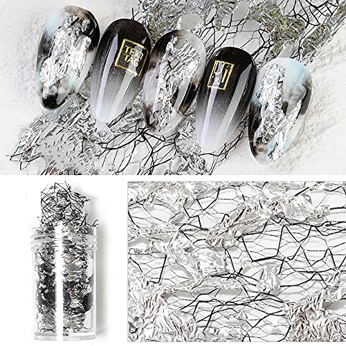 Altın Gümüş Folyo Nail Art Holografik Alüminyum Tırnak Folyo Gevreği Çıkartmalar Tırnak Sequins 3D Glitter Hattı Dekorasyon DIY