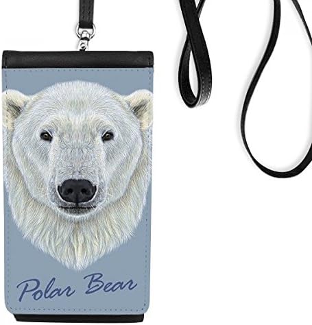 Beyaz Kuzey Kutup Ayısı Hayvan Telefon Cüzdan çanta Asılı Cep Kılıfı Siyah Cep