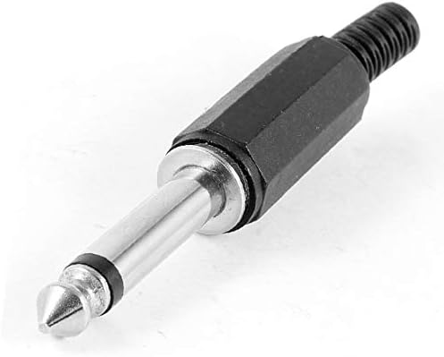 X-DREE Gümüş Ton Siyah 6.35 mm 1/4 Erkek Mono TS Hoparlör Ses Kablosu Konektörü(Gümüş Ton Siyah 6.35 mm 1/4 '' Conector del kablo